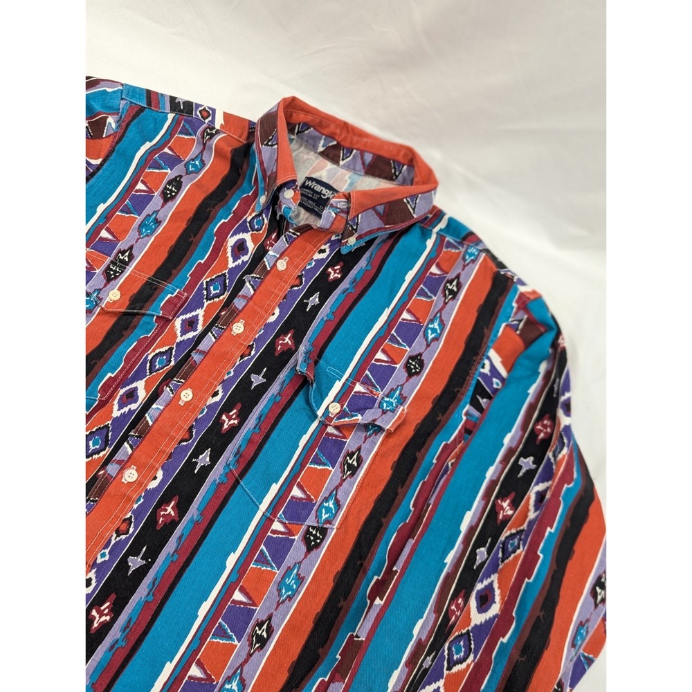 Vintage Wrangler Brushpopper XL 17-35 Southwestern Aztec Western Heavy Denim